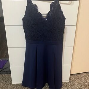 Annabella Midnight Blue Lace Mini Dress